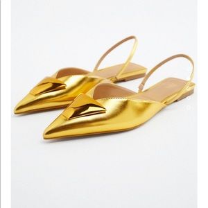 Zara Trimmed Metallic Flats